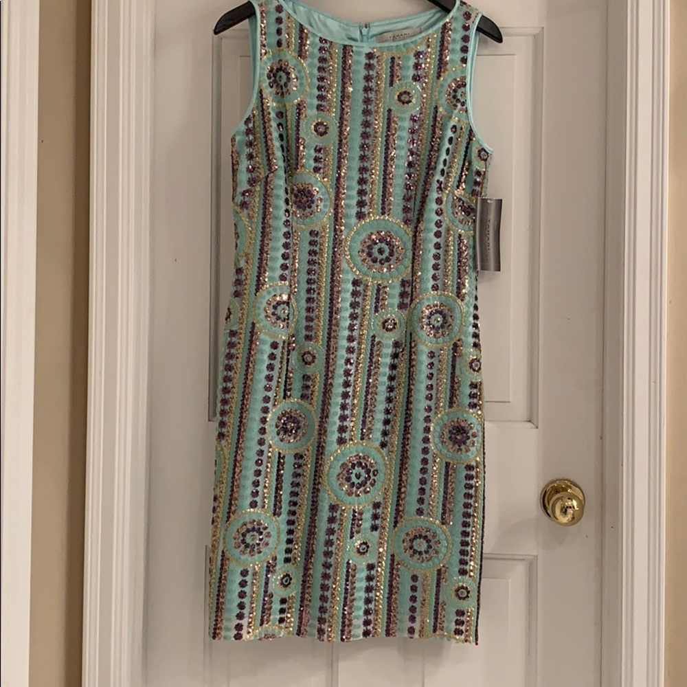 Tahari knee length sequin party dress